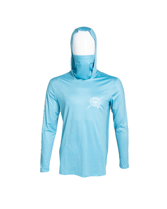 Men's Blue Long Sleeve UPF Hoodie - UV Protection & Comfort for Outdoor Activities