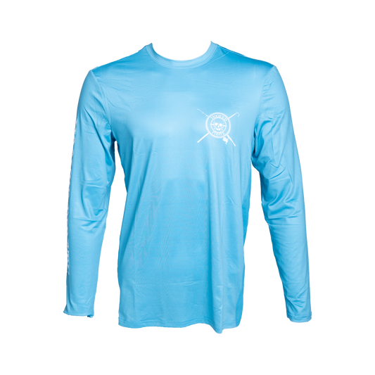 Men's Blue Long Sleeve UPF Shirt - UV Protection & Comfort for Outdoor Activities