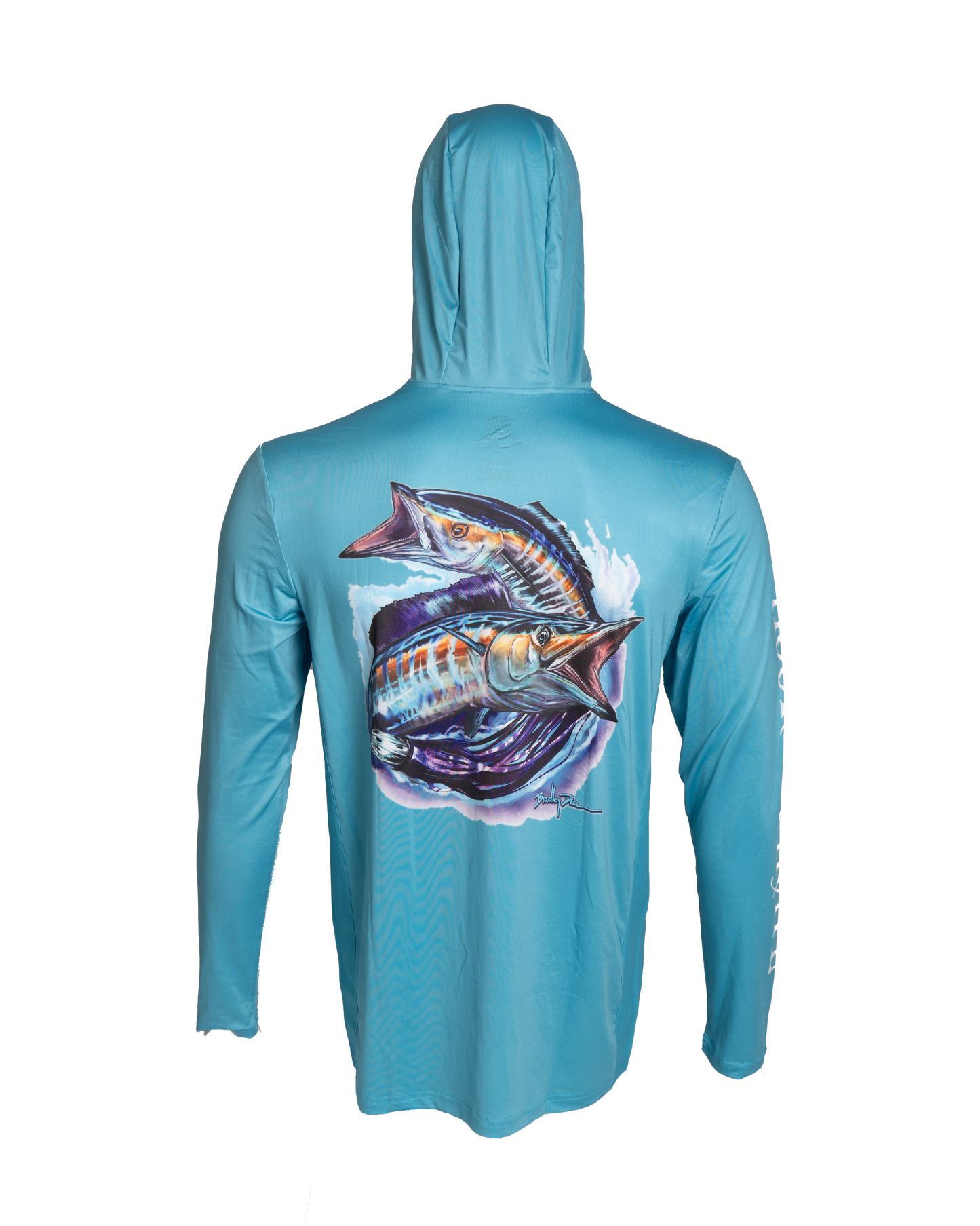 Men's Blue Long Sleeve UPF Hoodie - UV Protection & Comfort for Outdoor Activities