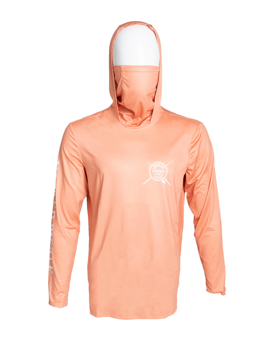 Men's Orange Long Sleeve UPF Hoodie - UV Protection & Comfort for Outdoor Activities