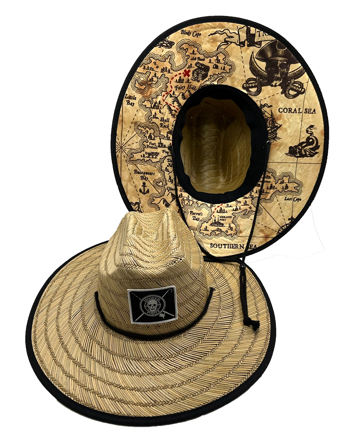 Pirate Map Straw Hat with UPF Protection - Perfect for Outdoor Fun