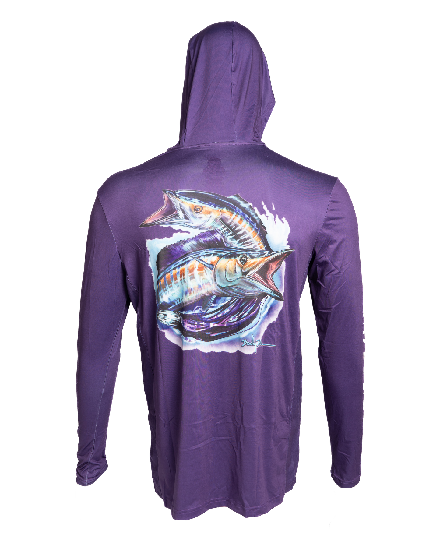 Men's Purple Long Sleeve UPF Hoodie - UV Protection & Comfort for Outdoor Activities